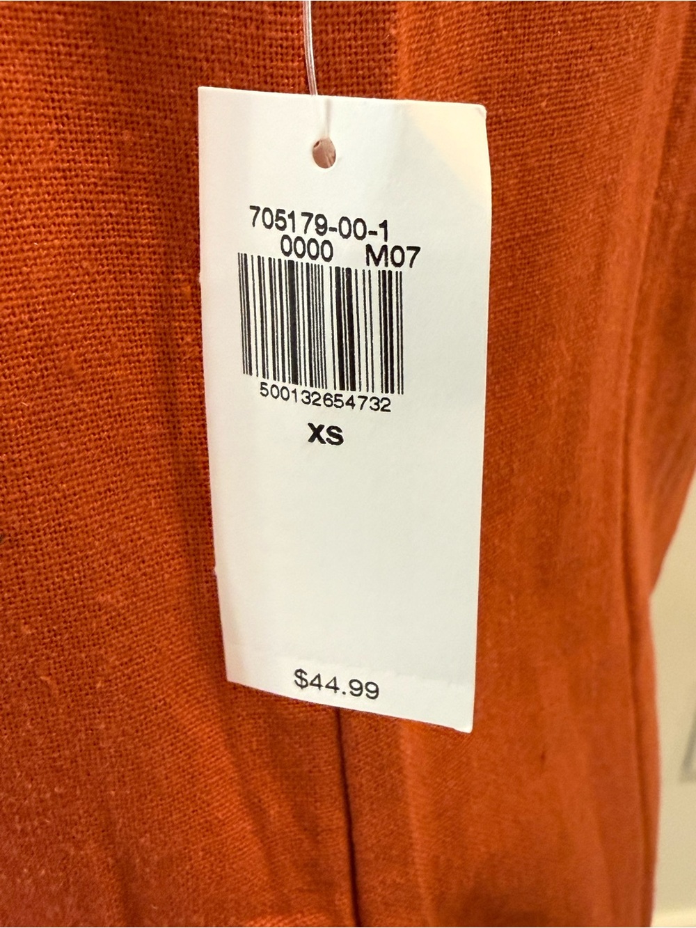 Old Navy Printed Linen-Blend Mini Shift Dress Rust Color Crew Neck Loose - Picture 5 of 14